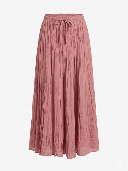Liva katoenen kreukel boho rok - Blush