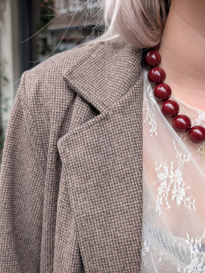 Rio ruiten blazer - Bruin / ecru