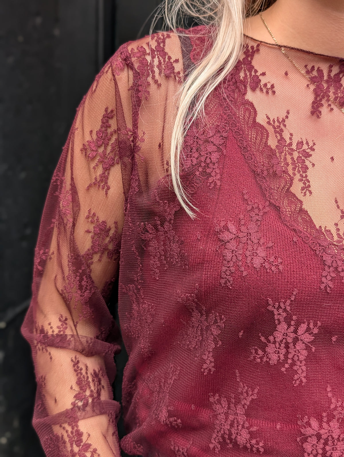 Cailey kanten top - Bordeaux rood