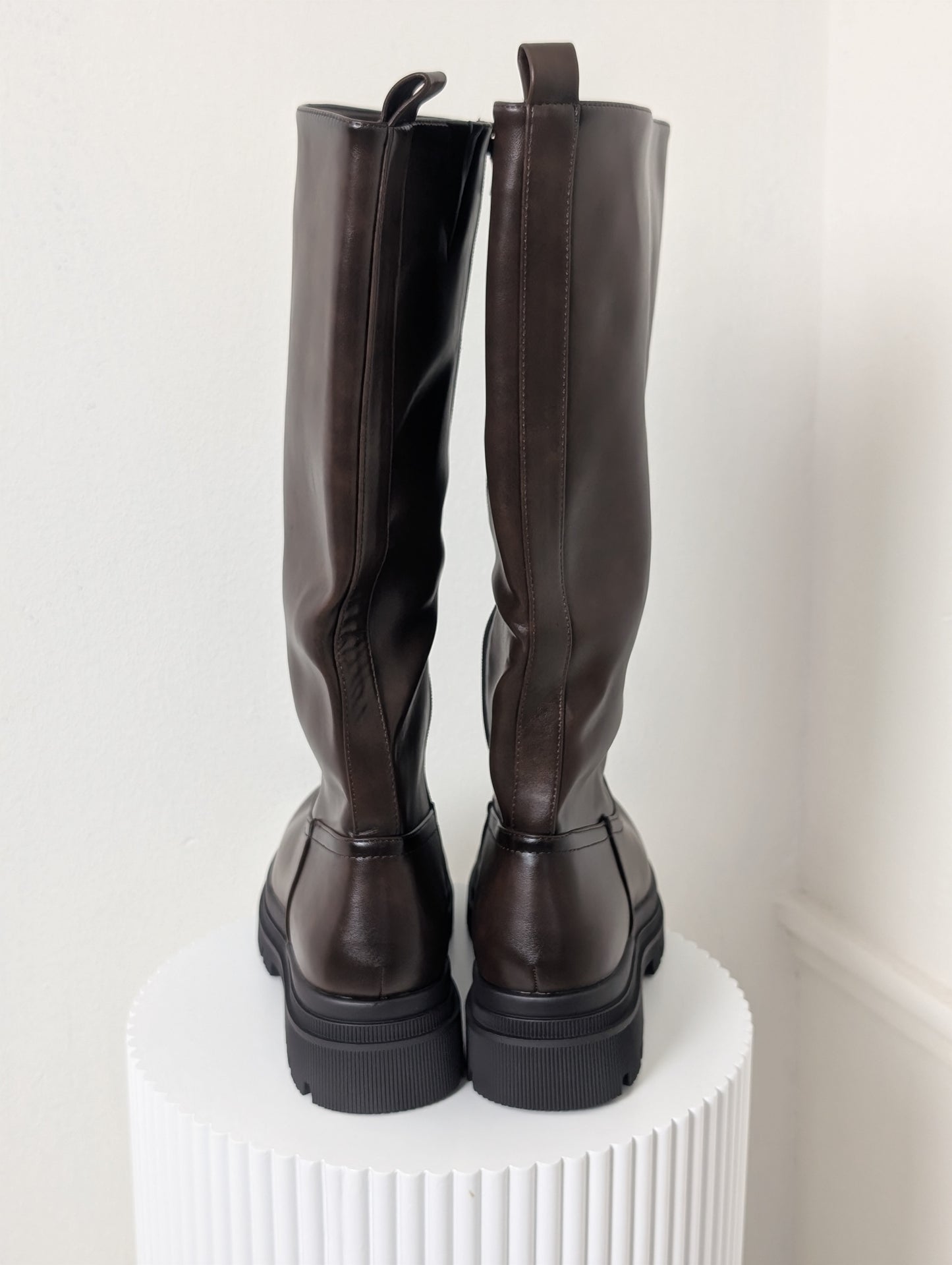 Hoge laarzen met rits - Donker bruin