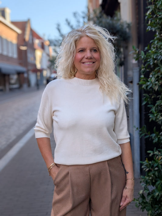 Pattie trui met ronde hals - Ecru