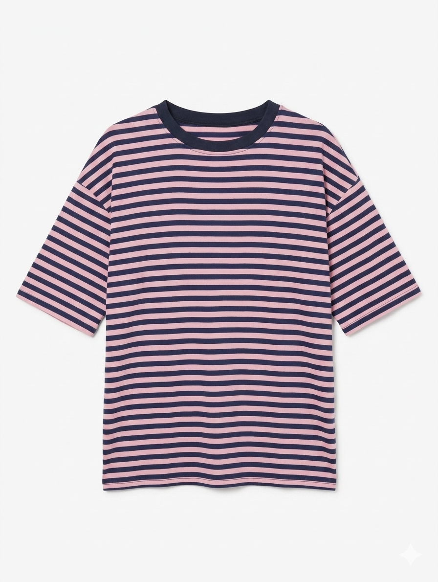 Gestreept shirt Isa - Donkerblauw/Roze