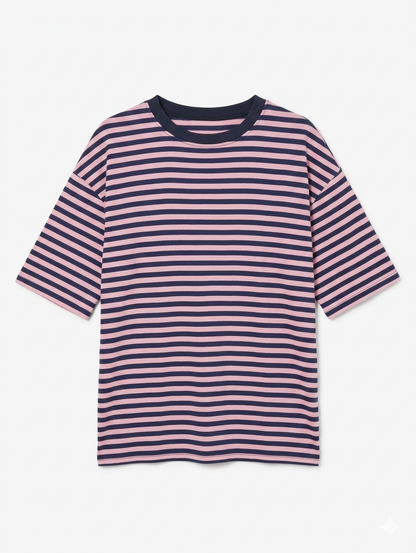 Gestreept shirt Isa - Donkerblauw/Roze