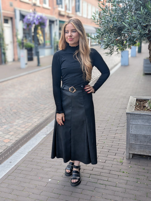 Zus leather look rok - Zwart