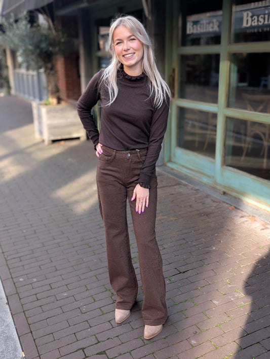 Hello miss glitter wide leg jeans - Bruin