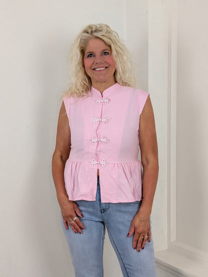 Kyoto peplum blouse top - Roze