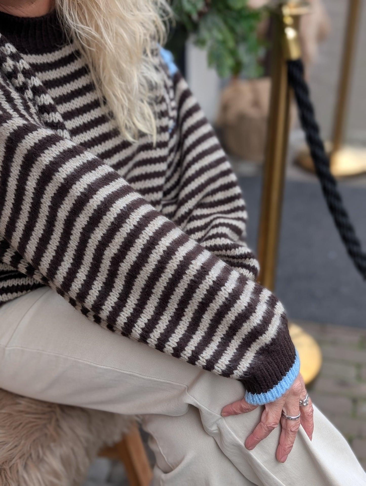 Gebreide trui Semra - Bruin/Blauw