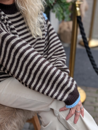 Gebreide trui Semra - Bruin/Blauw
