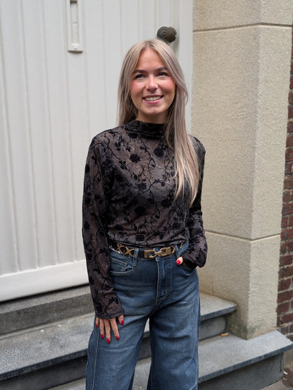 Flower top - Zwart