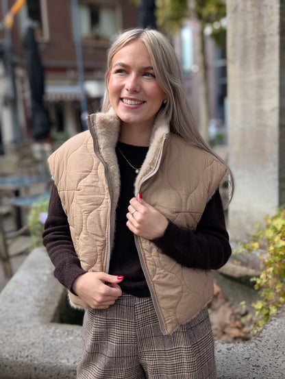Vera twee kanten te dragen bodywarmer - Beige