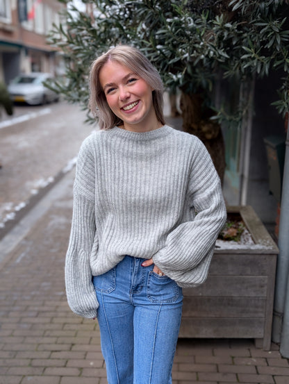 Trui Eefje ballonmouw - Lichtgrijs