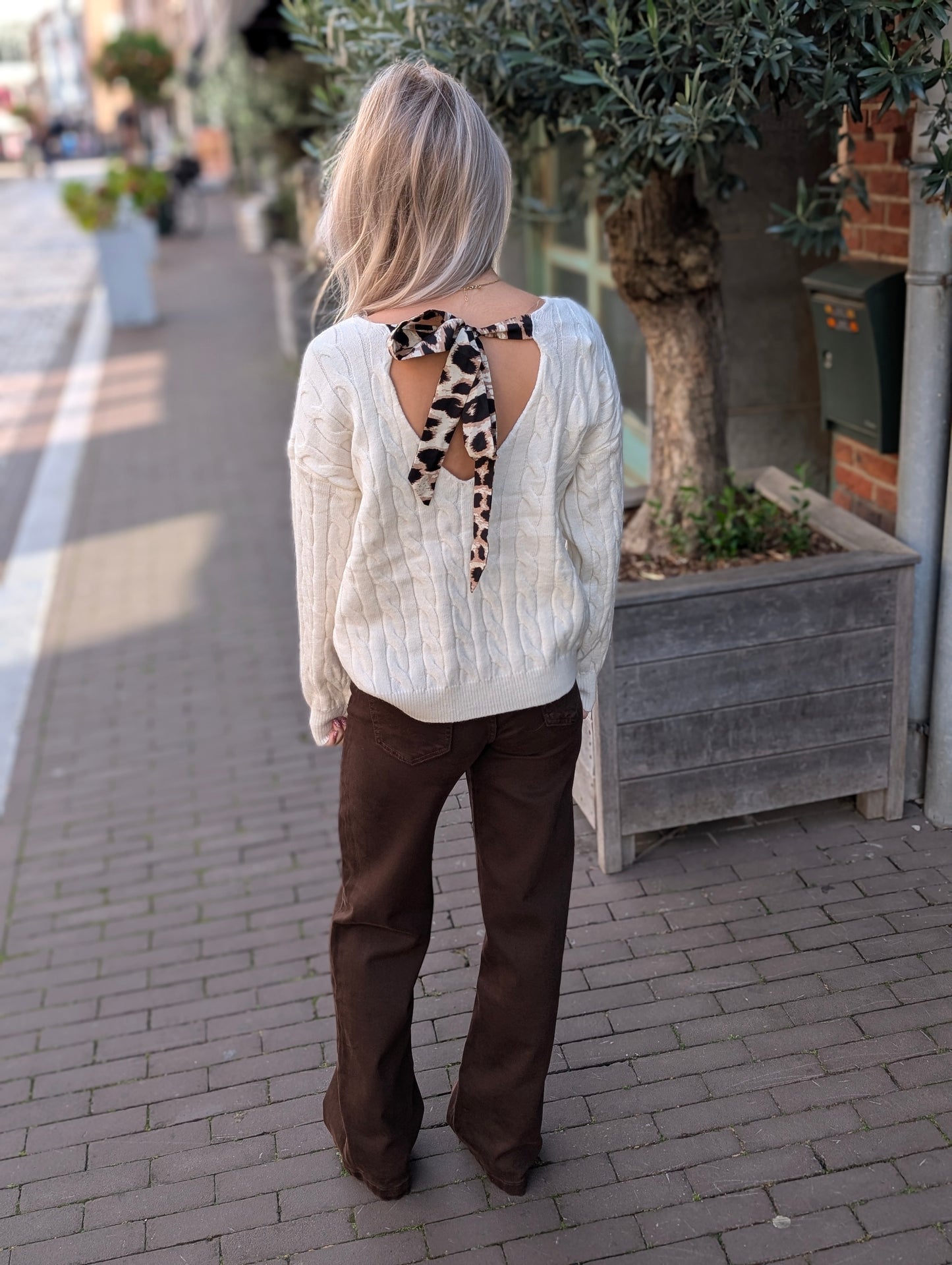 Sweater Dewi panter strik - Ecru