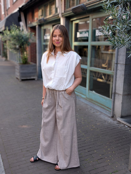 Bo top met elastiek onderin - Wit