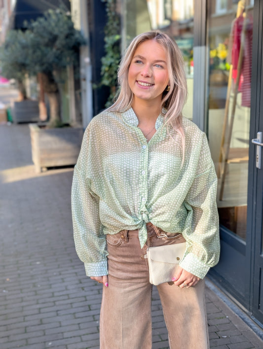 Camilla dots blouse - Lichtgroen