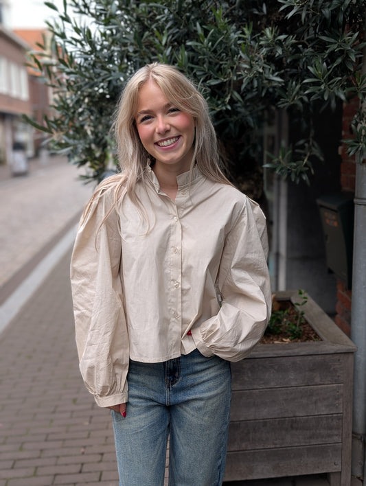 Mayke blouse met ruffle - Creme
