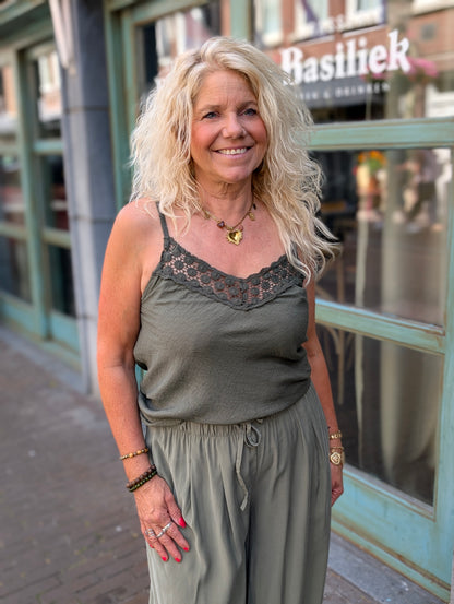 Daisy opengewerkte top - Groen