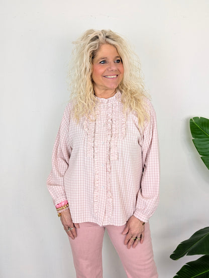 Diene ruiten blouse - Roze