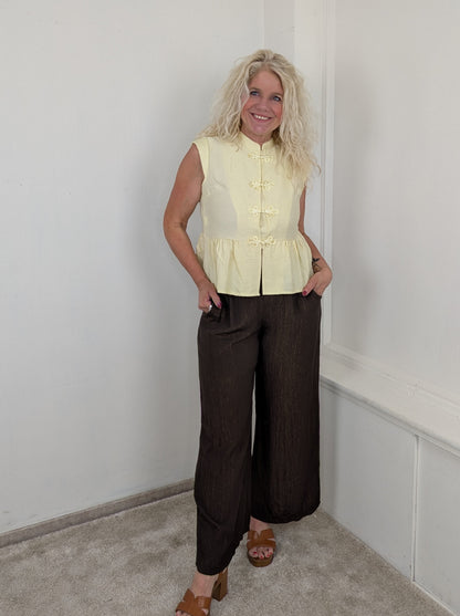 Kyoto peplum blouse top - Geel