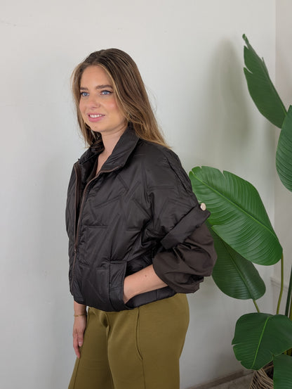 Sophie doorgestikte bodywarmer - Bruin