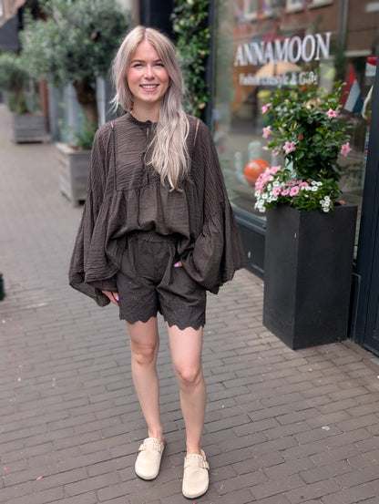 Boho Ibiza blouse - Donkerbruin