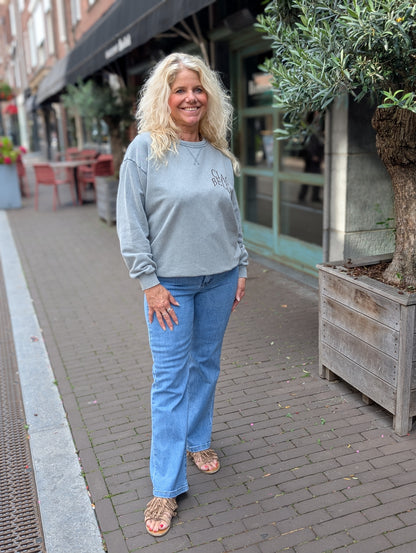 Ciao Bella Sweater - Washed Grey/Pink