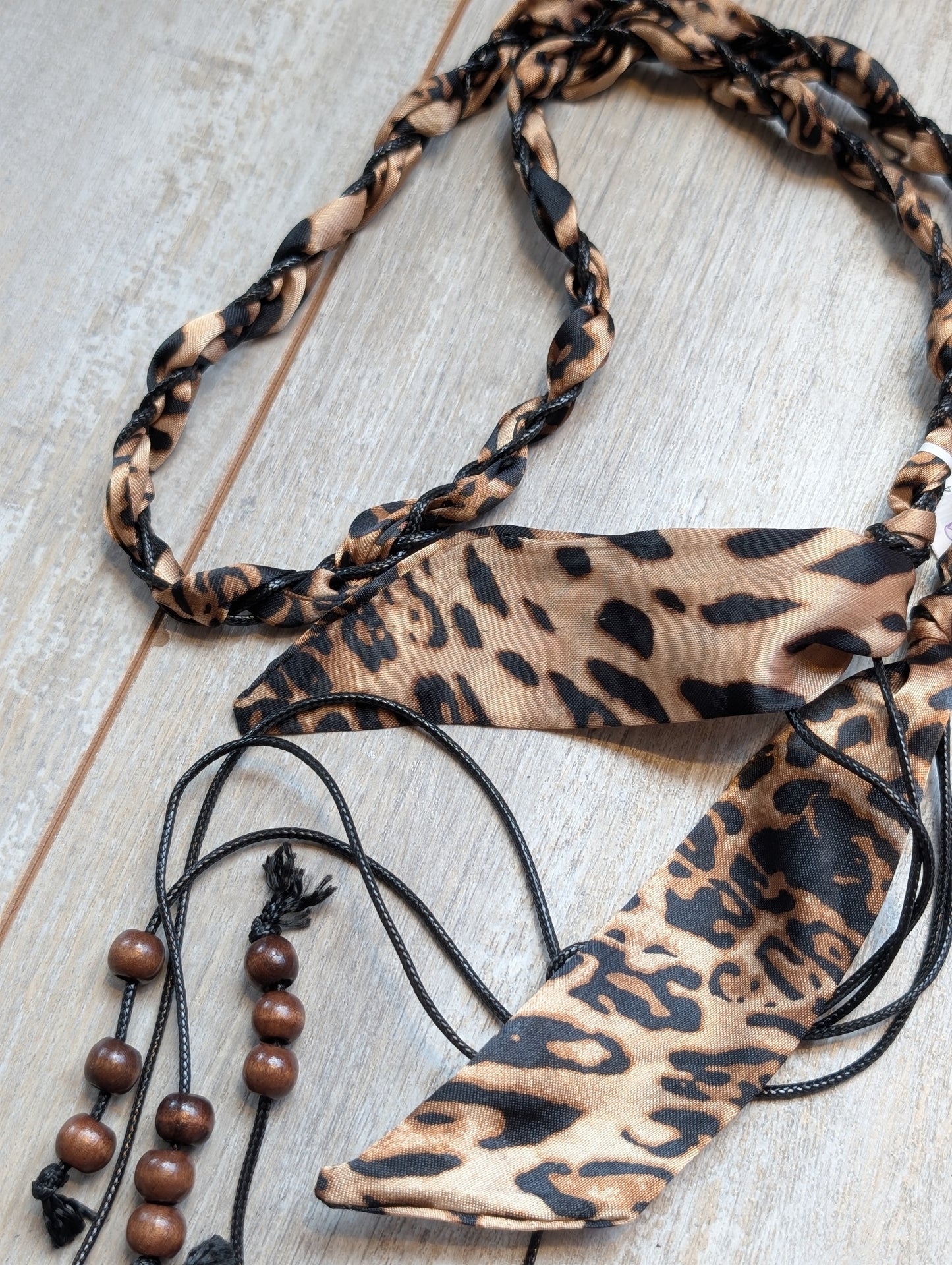 Tijger print riem met sjaaltjes en kralen