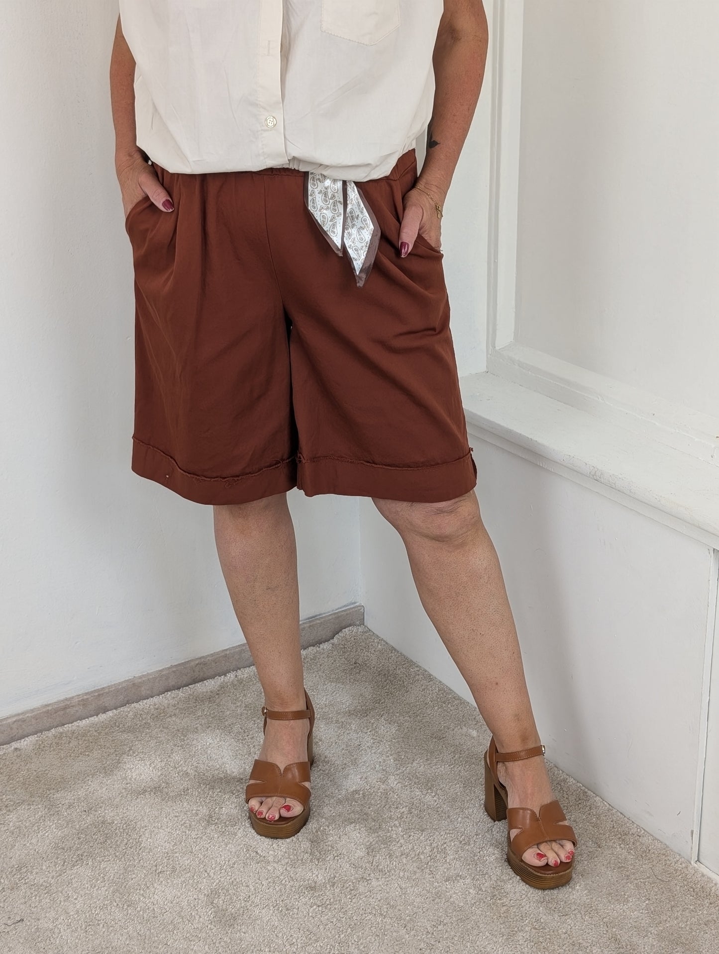 Katoenen scarf short - Brique