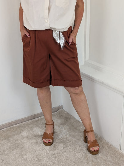 Katoenen scarf short - Brique