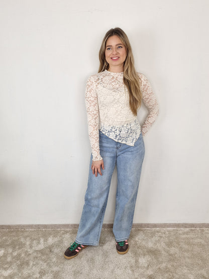 Kate kanten top - Ecru