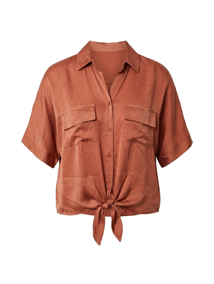 Satin knoop blouse - Copper