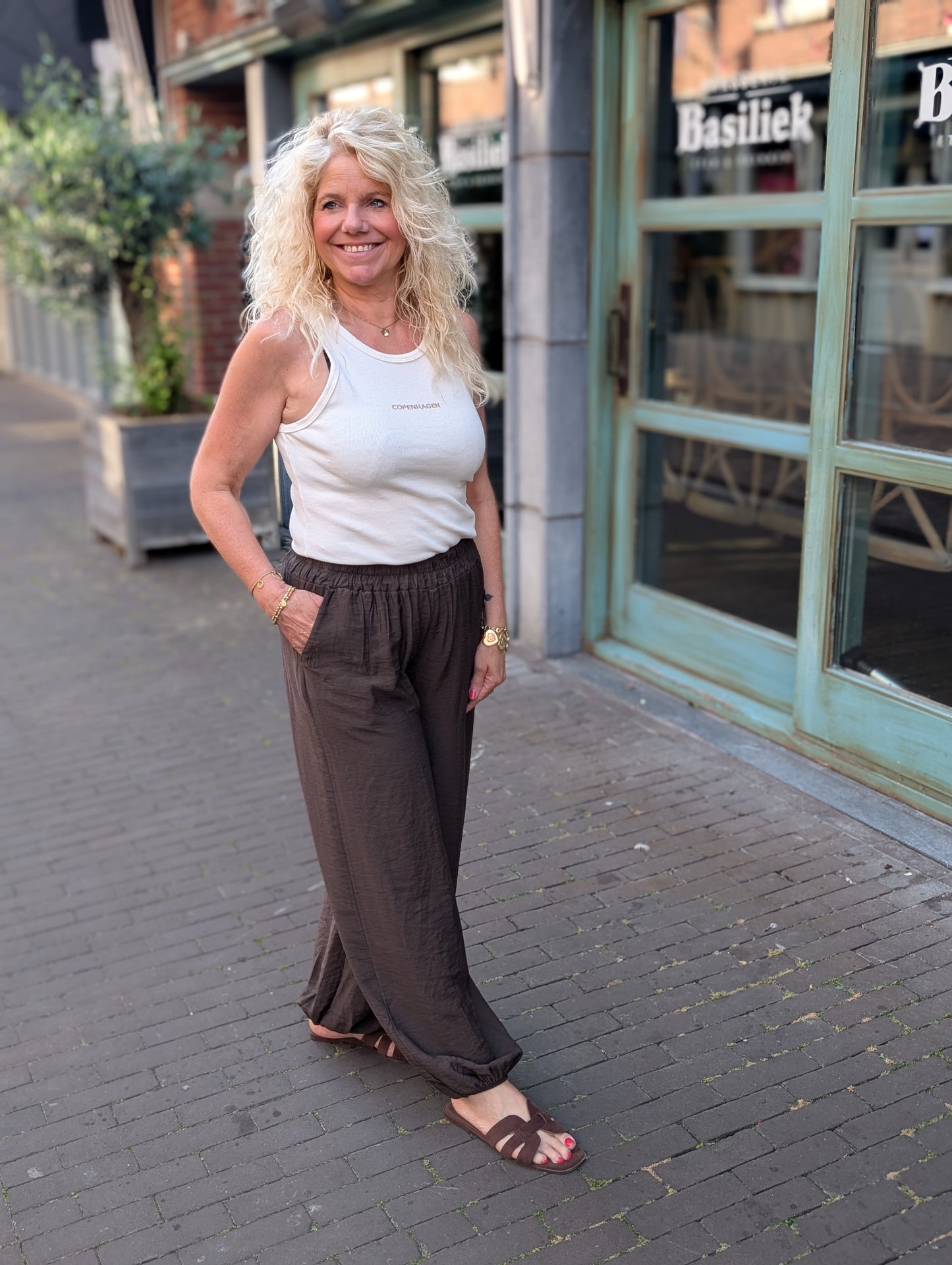 Viscose ballon broek Amy - Bruin