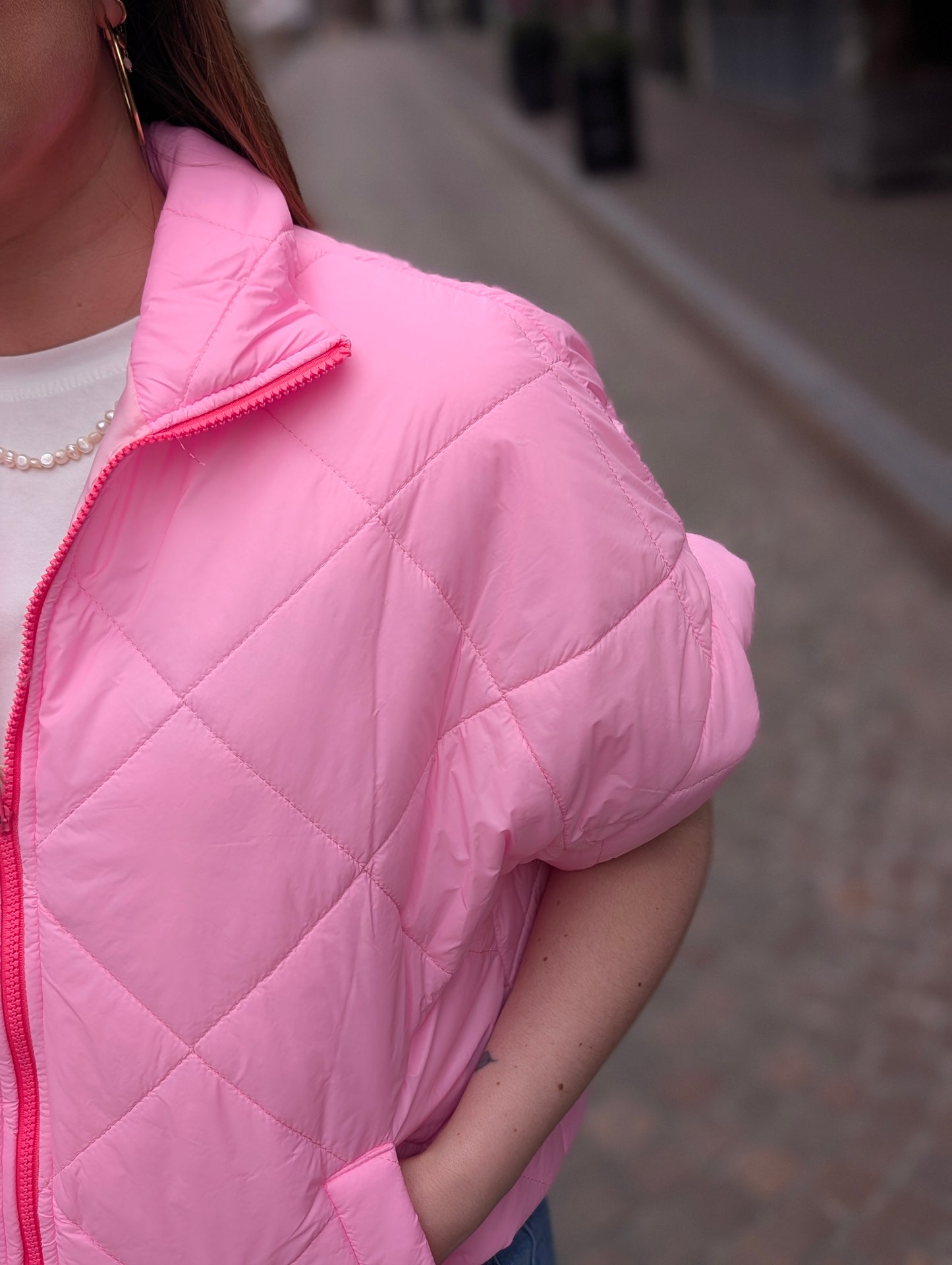 Bodywarmer doorgestikt Wendy - Lichtroze