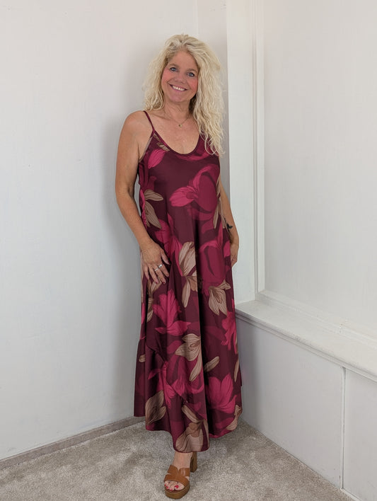 Maxi jurk valentina - Bordeaux mix