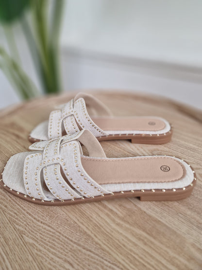 Noël slipper - Ecru met gouden stuts