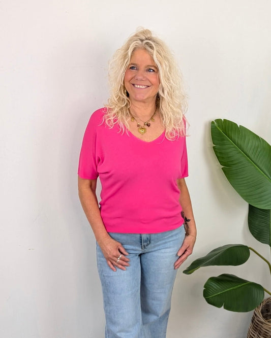 Maira shirt met v-hals / Roze