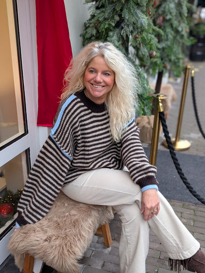 Gebreide trui Semra - Bruin/Blauw