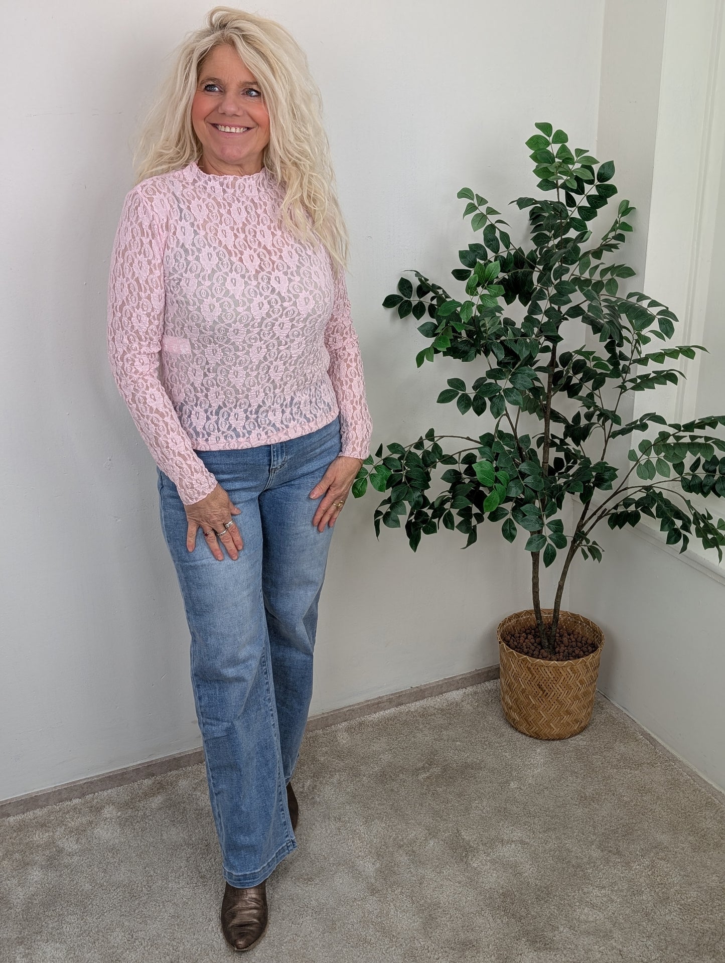 Rosy kanten top - Licht roze