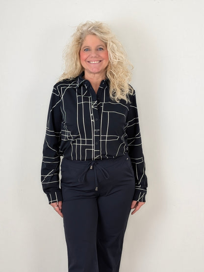 Mi Piace Karin blouse - Dark blue/ kit geometric line