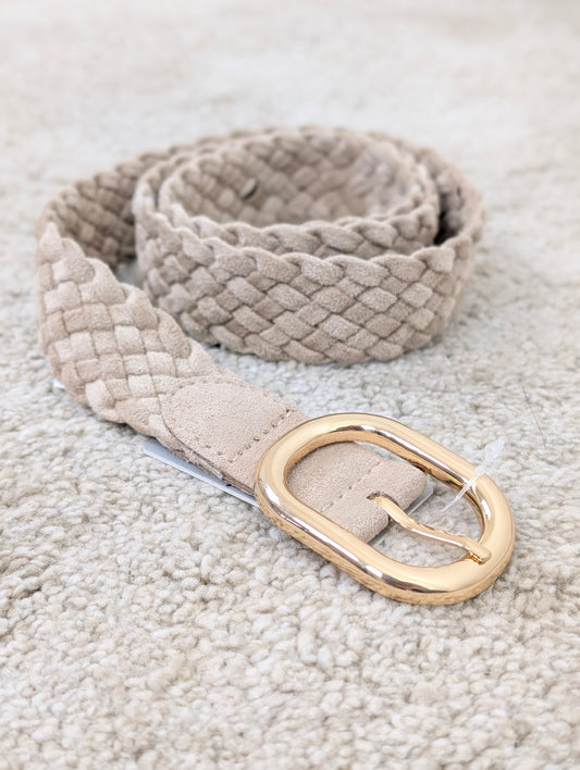 Gevlochten riem suède look - Beige