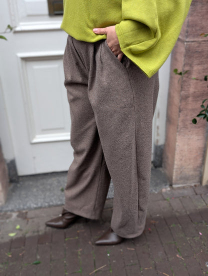 Tailo barrel ruitjes pantalon - Bruin / ecru