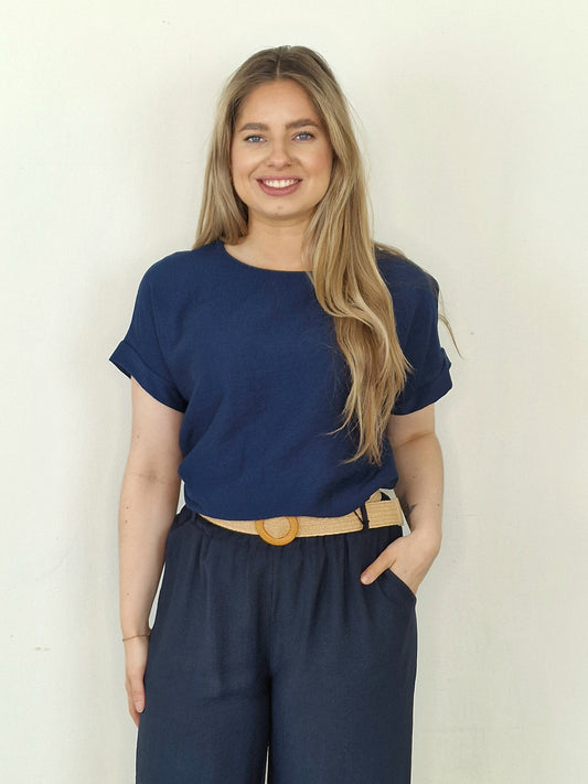 Babs blouse - Donker blauw