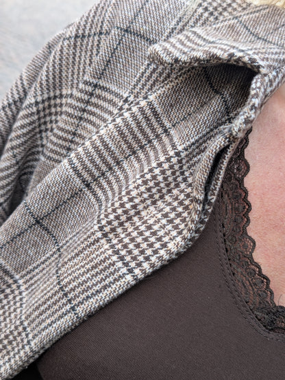 Karam ruitjes blouse - Taupe / creme / bruin