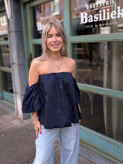 Off the shoulder blouse top - Donker blauw