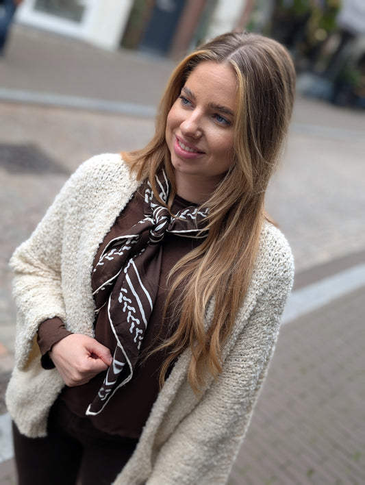 Dunne sjaal - Bruin/ ecru