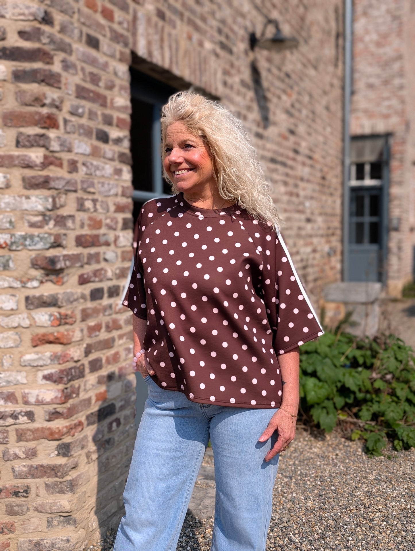 Polka Sporty Tee - Bruin/Lichtroze
