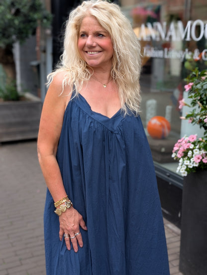 Katoenen jurk Isabel - Donkerblauw