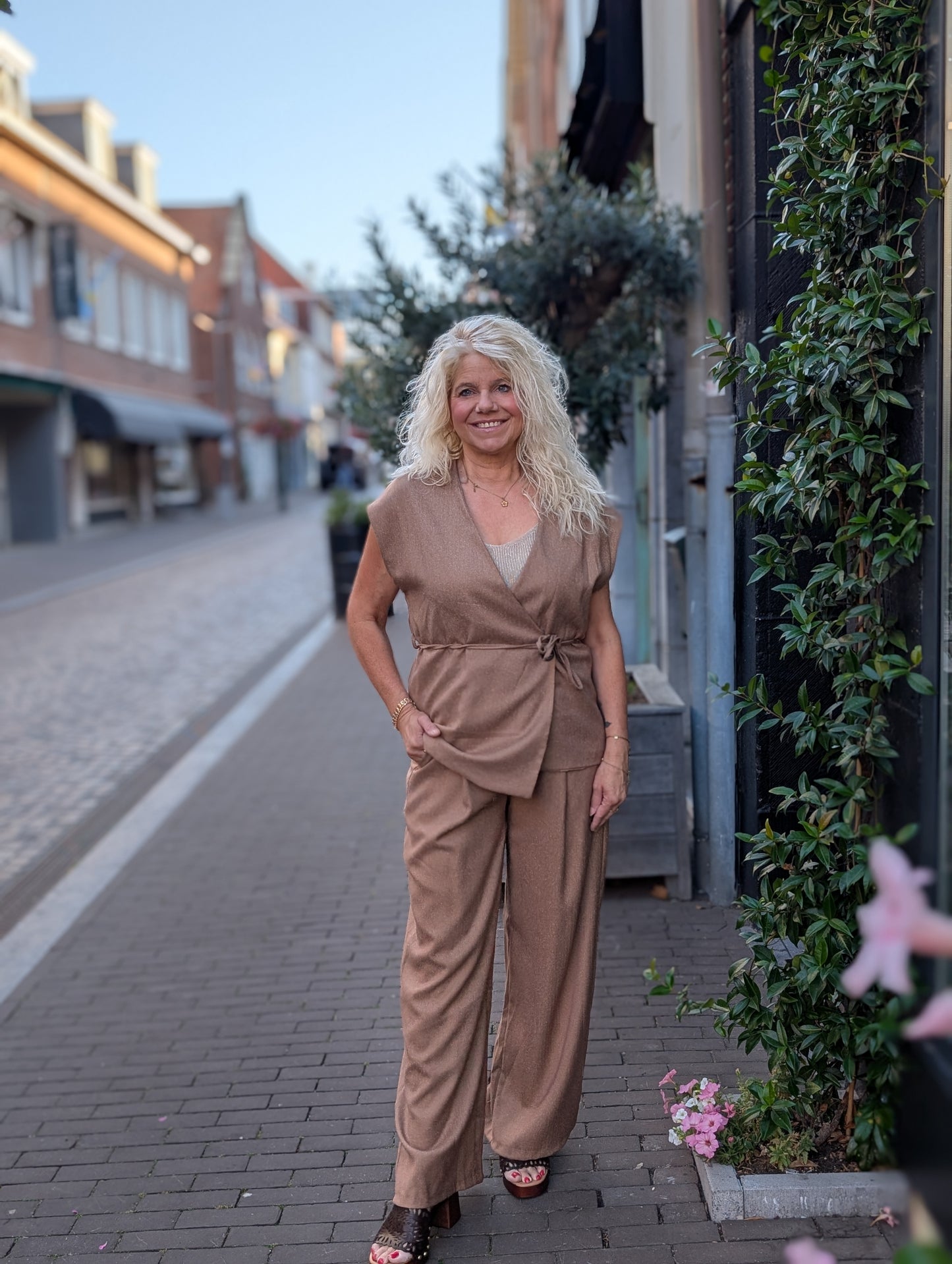 Jacky pantalon met riem - Mocca