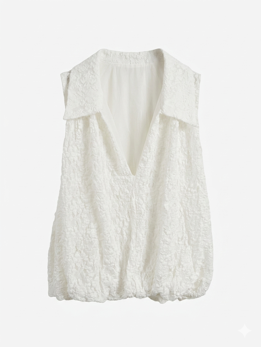 Pure Summer Shell lace top - Wit