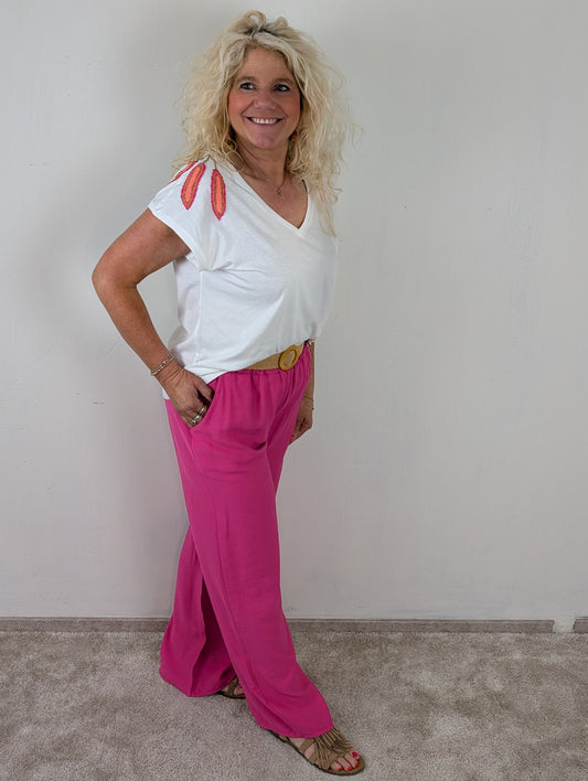 Sandra pantalon met riem - Hard roze