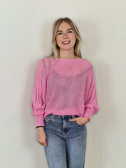 Bo trui met strik aan de achterkant - Hard roze